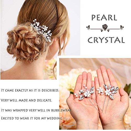 image for Jakawin Bride Wedding Pearl Hair Pins Bridal Hair Accessories Silver H