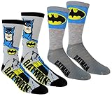 Batman Mens Casual Crew Socks 2 Pair Pack (One size, Grey/black)