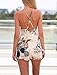 PAKULA Women's Floral Print Casual Romper Blackless Short Jumpsuit, Small, Beige Beige Small