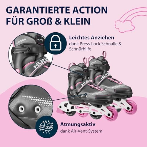Inline Skates Mia - Magnolia - Inliner für Kinder/Jugendliche & Erwachsene in Größe 37-40 - Inlineskates bis zu 4 Größen verstellbar - Bequeme & stilvolle Rollerskates