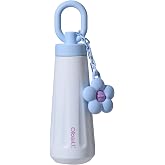 OBALL Cute Water Bottle with Two Lids &amp; Straw (White, 17 oz) | 316 Stainless Steel, Leak-Proof, Dishwasher safe