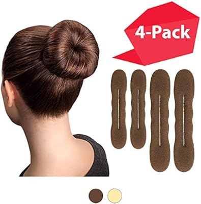 Brown Magic Bun Maker Foam 4 Pack Easy Sponge Hair Bun