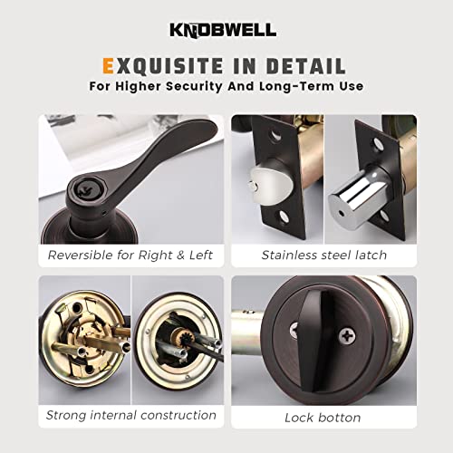 KNOBWELL 3 Pack Front Entry Door Handle Lock Set with Single Cylinder