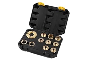 Wenzhon Router Template Guides Set - 11Pcs Brass Router Templates with Lock Nut Adapter, Machined Router Template Bushings Fit Any Router Sub-Base of The Porter Cable Style