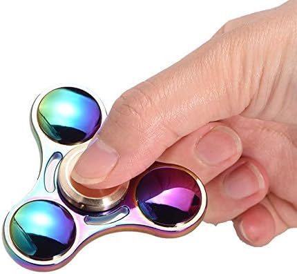 Top Spinner Rainbow Brass Tri-Spinner EDC Fidget Hand Spinner Focus Toy Fingertip Gyro+Fidget Hand Spinner Case