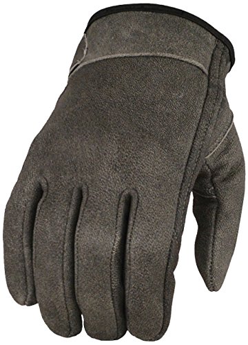 Milwaukee Leather Men's Leather Gloves with Gel Palm and Wrist Strap (Distressed Grey, X-Small)