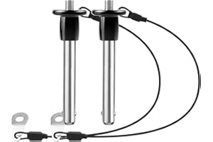 VXCICC 2 Pack 304 Stainless Steel Quick Release Pin 5/16 Inch Diameter Ball Locking Pin with Push Button Round Handle Lanyard Usable Length 1.61" (8mm x 41mm)