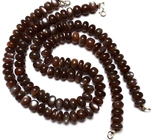 BEADS GEMSTONE 1 Strand Natural Chocolate Brown Moonstone 11 to 13MM Smooth Rondelle Beads 16 Inch Code-HIGH-11260 - Afbeelding 4