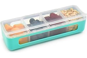 melii Snackle Box | 4 Separate Compartments with Lids, Divided Snack Container, Food Storage for Kids and Adults, Arts & Craf