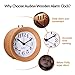 Audew Round Wooden Clock,Small Silent Desk Snooze Beech Wood Alarm Clock,Handmade Mute Creative Alarm Clock with Nightlight