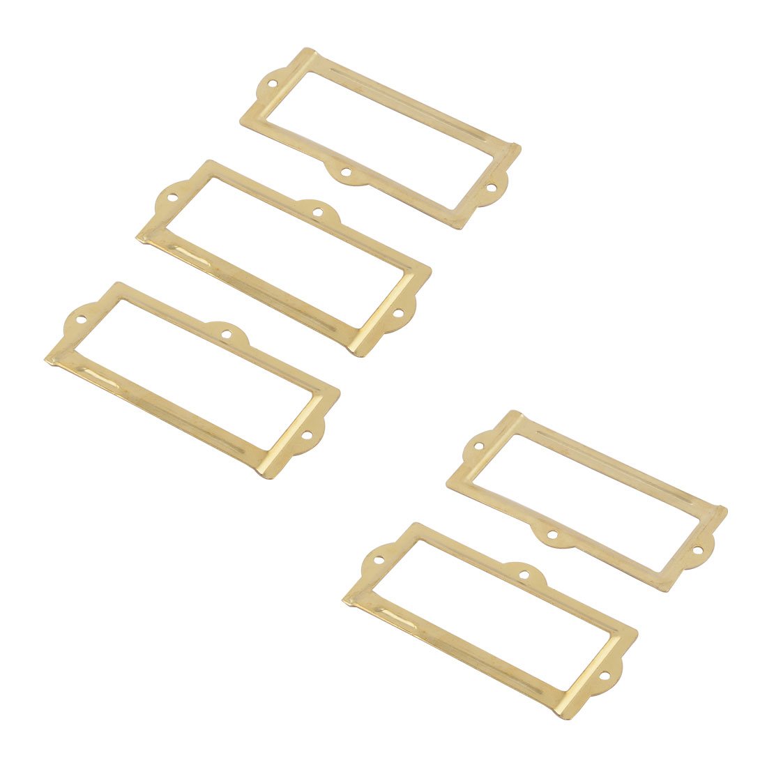 Sourcingmap Office Library File Drawer 90mmx42mm Tag Frame Label Holder Gold Tone 5 PCS