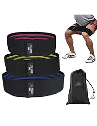 UnitFit Hip Band Booty Training Resistance Workout Hip Excercise Bands Glute Strengthening Exercise for Women and Men - Elastic Non Slip Loop with a Low, Medium, and Heavy Fabric Band - Set of 3