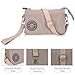 ZYSUN Women's Casual Nylon Wristlet Bag Multilayer Zipper Purse Clutch Handbag (Beige)