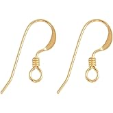 BEADNOVA Earring Hooks 4pcs 14k Gold Filled Earring Kits with Rubber Backs Ear Wire Hook for Jewelry Making DIY Ear Post Supplies (4pcs Earwires and 4 pcs Backs)