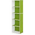 Furinno Luder Bookcase / Book / Storage , 5-Tier, White/Green