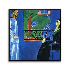 Framed Canvas Wall Art Matisse Guitar Girl Canvas Prints Home Artwork Decoration for Living Room,Bedroom - 24x24 inches