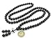 jennysun2010 Natural 10mm Black Onyx Gemstone Buddhist 108 Beads Prayer Mala Long Necklace Multi-Purpose about 43