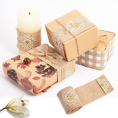 VGOODALL Burlap Ribbons, 6 Rolls Jute Ribbons Christmas Ribbons Wired Ribbons 20 Yards for Crafts Gift Wrapping Decor