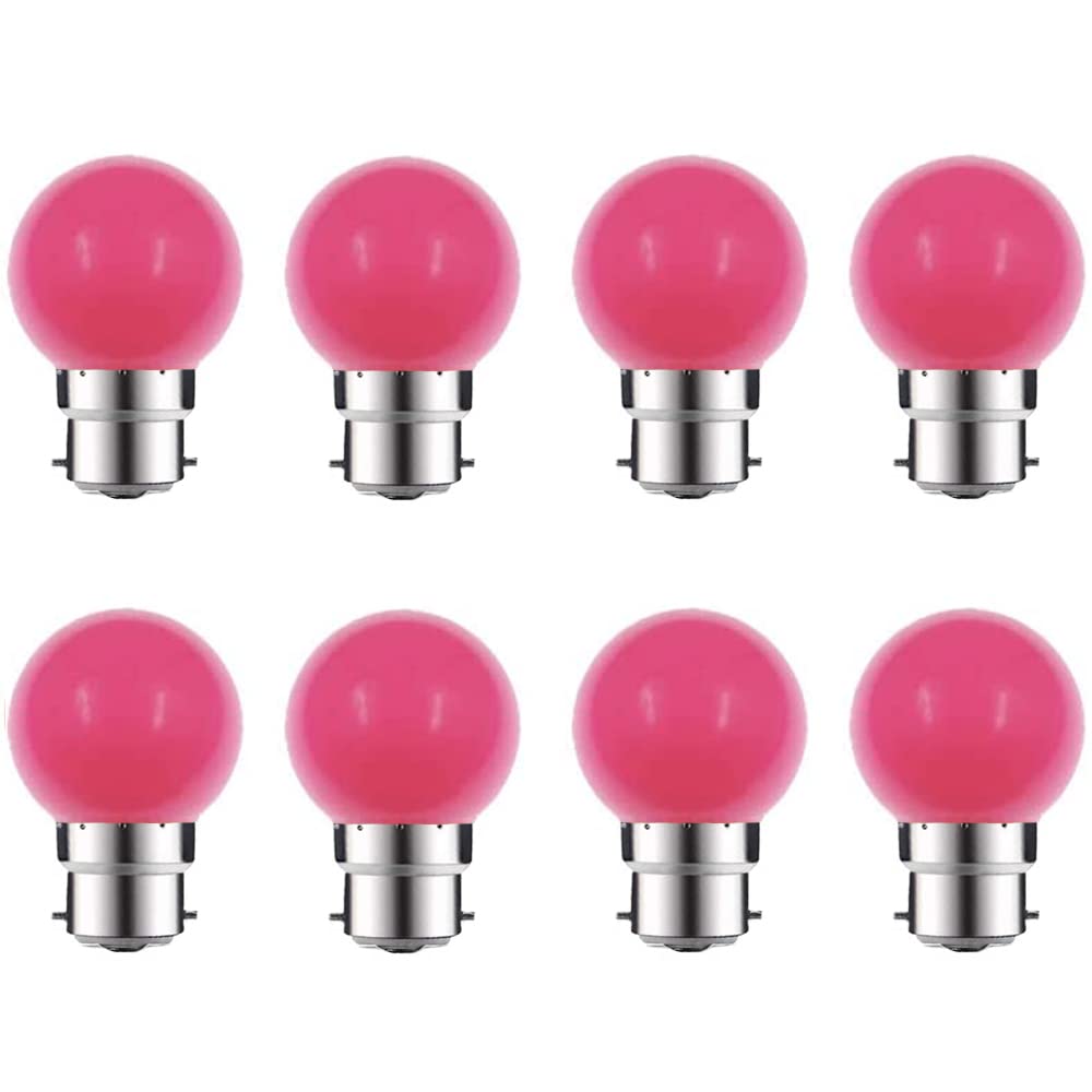 ZFQ 8 Pack B22 Bayonet Colored LED Light Bulbs 2W G45 Golf Ball Mini Globe Bulb Lighting Bulbs,Pink for Outdoor Indoor String Patio Garden Party Christmas, Tree, Fairy Party Night Lights