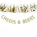 Cheers & Beers Banner Gold Glitter Garland Sign - Birthday Party Decorations - Wedding, Bachelorette, Bridal Shower, Engagement Party Decor
