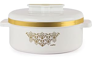 CELLO Exotic Insulated Roti Casserole Hot Pot Case 2500 ml, White | Food Grade Inner Steel, Double Wall Insulated, Keeps Food
