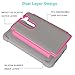 Jeylly for LG G2 Case, Shockproof Scratch Absorbing Hybrid Rubber Plastic Impact Defender Rugged Slim Hard Case Cover Shell for LG G2 D800 D801 VS980 LS980 - Pink/Grey