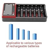 SVPRO Intellicharge Lithium LCD Battery Charger, 6-Slots Universal Smart Car Wall or Li-ion/AA AAA Ni-MH Ni-Cd/LiFePO4 10440 14500 16340 17500 18650 26650 22650 (H6)