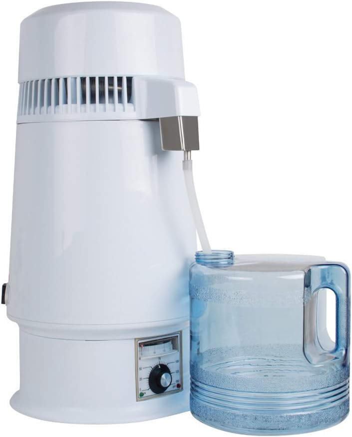 Finlon Pure Water Distiller Adjustable temperature stainless steel distilled water machine 1Gal 4L 750W Pure Water Distiller to Make Clean Water for Electric Dental/Medical/Lab/Home Use