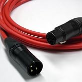 Canare L-4E6S Star Quad XLR Microphone Cable | Neutrik XLR Male to Female 3 Pin, Black/Gold 35 FT, Red Cable
