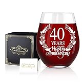 Perfectinsoy 40 Years Happy Anniversary Wine Glass