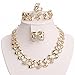 18K Gold Plated Spiral Jewelry Sets For Women Wedding Party Crystal Necklace Earrings Bracelet Rings