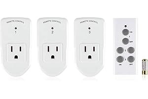 BN-LINK Wireless Remote Control Outlet Electrical Switch for Lights, Fans, Christmas Lights, Small Appliance, 100ft Long Range White (Learning Code, 5Rx-2Tx) 1200W/10A, ETL & FCC Certified
