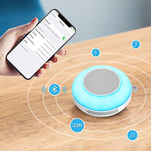 Waterproof Bluetooth Speaker, Ranipobo Shower Speaker, Touch Control 3 Warm Light & 7 Colors Night Light, Portable Wireless Speaker with HD Sound/8H Play/FM/Hands-Free, for Home/Outdoor Travel