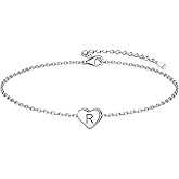 ChicSilver Personalized Heart Initial Bracelet, 925 Sterling Silver Letter Bracelet Fashion Dainty Heart Charm Bracelet for Women(with Gift Box)