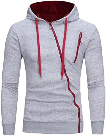Godeyes Men's Slim Vogue Zipper Sweatshirt Drawstring Solid Bomber Jacket Light Grey 2XL