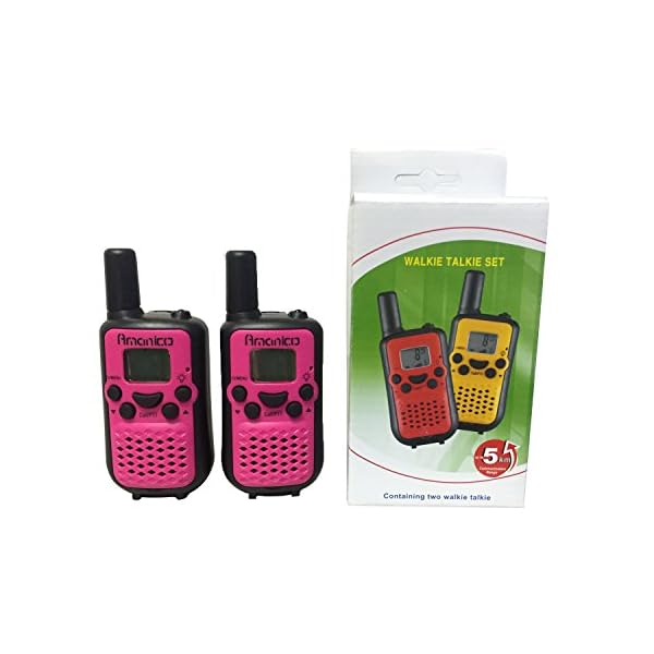 Amanico-Pink-Kids-Walkie-Talkies-Kinds-of-Channel-FRSGMRS-2-Way-Radio-2-miles-up-to-37-Miles-UHF-Handheld-41-In-Length-for-Children-kids-Child-Boys-Girls-Teens-1-Pair-Pink