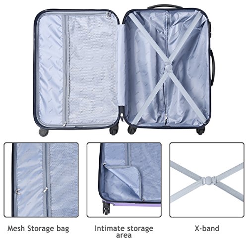 3 Pcs Luggage Set Hardside Travel Suitcase with Spinner Wheels Lightweight Durable ABS Hardshell TSA Lock 20 24 28 inch