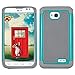 LG Ultimate 2 Case, SOGA [Smart Defender Series] Shockproof Hybrid Grid Armor Case for LG Ultimate 2 L41C / L70 - Grey Mint Blue/Grey