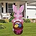 GOOSH 5 Feet Tall Easter Inflatable Pink Bunny Holds a Basket The Easter Eggs, Blow Up Inflatables with Bright Light for Holiday Party Indoor, Outdoor, Yard, Garden, Lawn Decorations