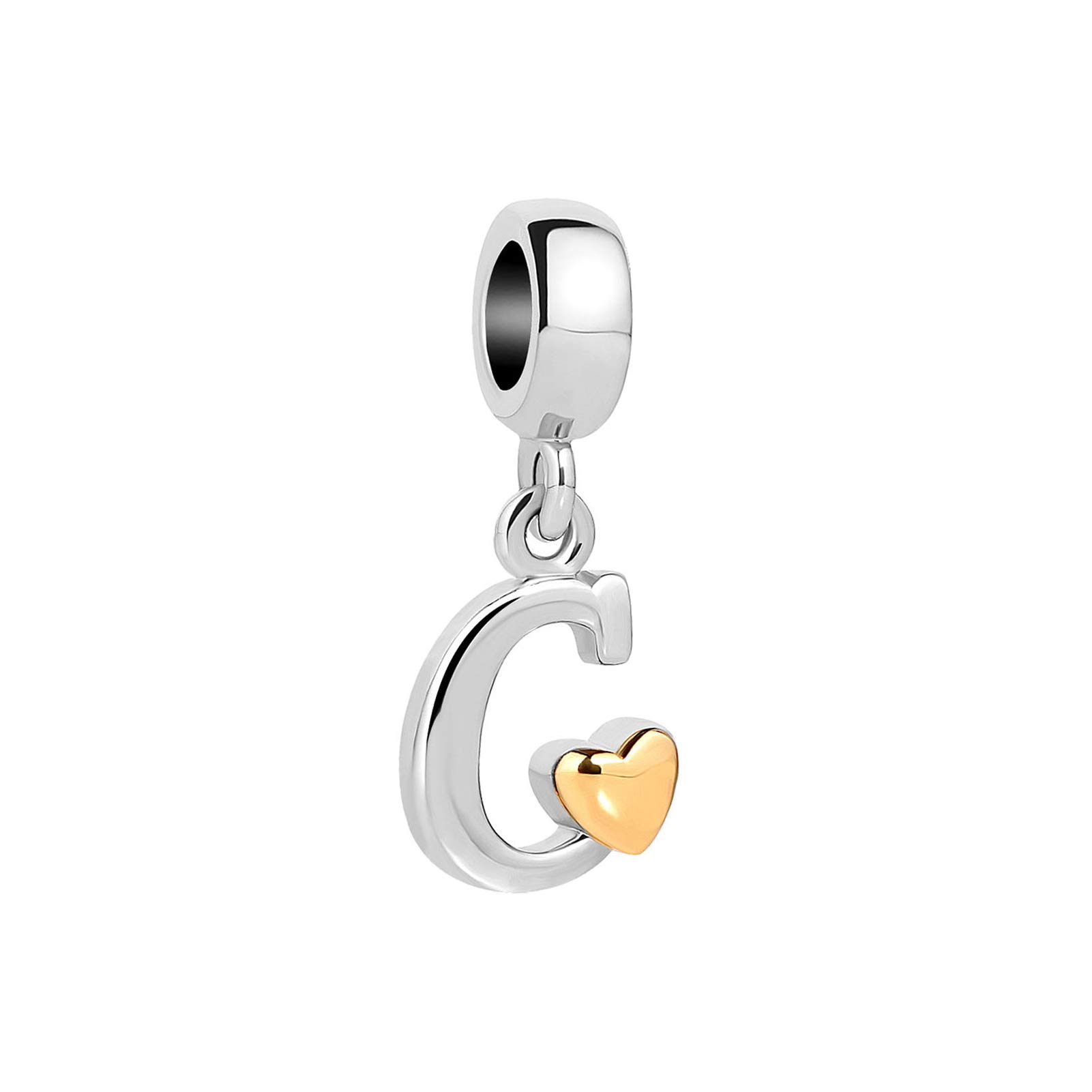 C Initial Letter Gold Heart Charm for Pandora Charms Bracelets Name Alphabet Birthday Jewellery Gift for Women Daughter Granddaughter Sister Friendship