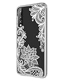 Huawei P20 Pro Case,Casetego Flower Clear Design Slim Shockproof Floral Printing Pattern Flexible TPU Back Cover for Huawei P20 Pro 2018-White Flower