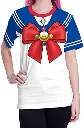 SHRJJ Men and Women Lovers Hip-Hop Loose Large Size Street Style Blouse COS Moonlight Sailor Moon Pattern Short Sleeve T-Shirt