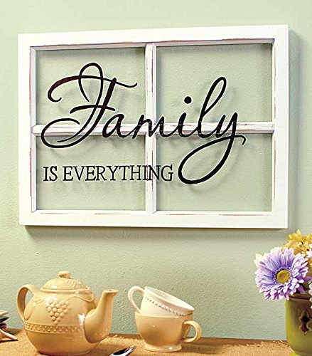 FAMILY White Wooden Window Pane Frame Sentiment Decor Shabby Chic Cottage Wall Hanging Inspirational Home Accent Plaque Decoration