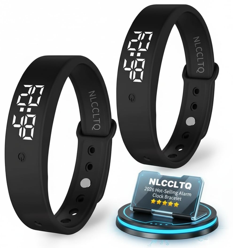 Photo 1 of 2PCS Vibrating Alarm Clock for Heavy Sleepers Kids Digital Watch with Timer Potty Training Deaf People Small Silent Wristband of Sleep Wrist Shock Alarmo Electric Metronome Band Vibrate Bed Shaker