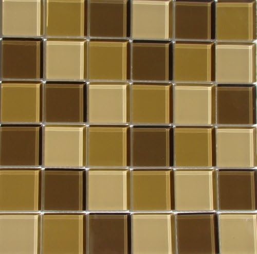 Interceramic INSBG2X2DES Shimmer Blends Glass Mosaic Tile, 2-by-2-Inch Tile on a 12-by-12-Inch Mosaic Mesh, Desert Gloss