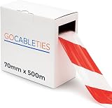 Gocableties Red White Barrier Tape 70mm x 500m Non Adhesive Warnings