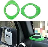 2Pcs/Set Pillar Speaker Loudspeaker Horn Decoration Trim Cover for 2015 2016 Jeep Wrangler (Green)