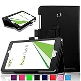 Infiland Acer Iconia A1-840 FHD Tablet Folio PU Leather Slim Stand Case Cover Multi-Angle Stand, Only fit Acer Iconia A1-840 FHD 8 inch tablet (Acer Iconia A1-840 FHD tablet, Black)