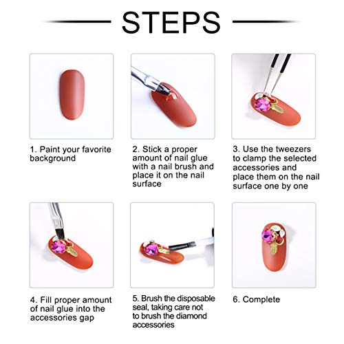 Nail Art Kit, WOVTE 15 Gel Acrylic Painting Brushes, 5 Dotting Pens, 12 Grids Nail Art Rhinestones, 2 Pack Colorful Diamonds Crystals Beads Gems Nail Art Decorations and 1 Tweezers for Nail Art DIY