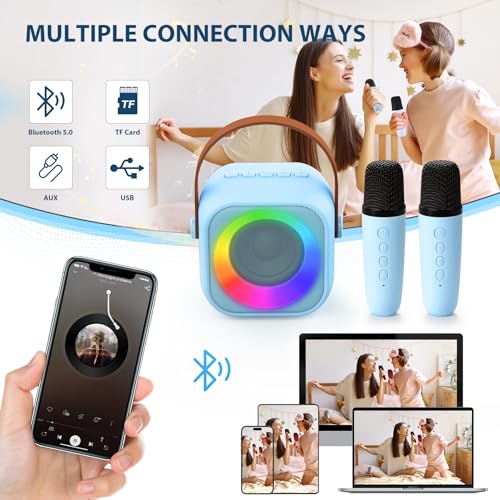 Jeefu Karaoke Maschine Kinder mit 1 Mikrofon, Spielzeug für 3-12 Jahre alte Mädchen Geschenke, Mini Kinder Karaoke Mikrofon Maschine Spielzeug, Geschenke für 5 6 7 8 9 10 11 Jahre Teens Mädchen 3